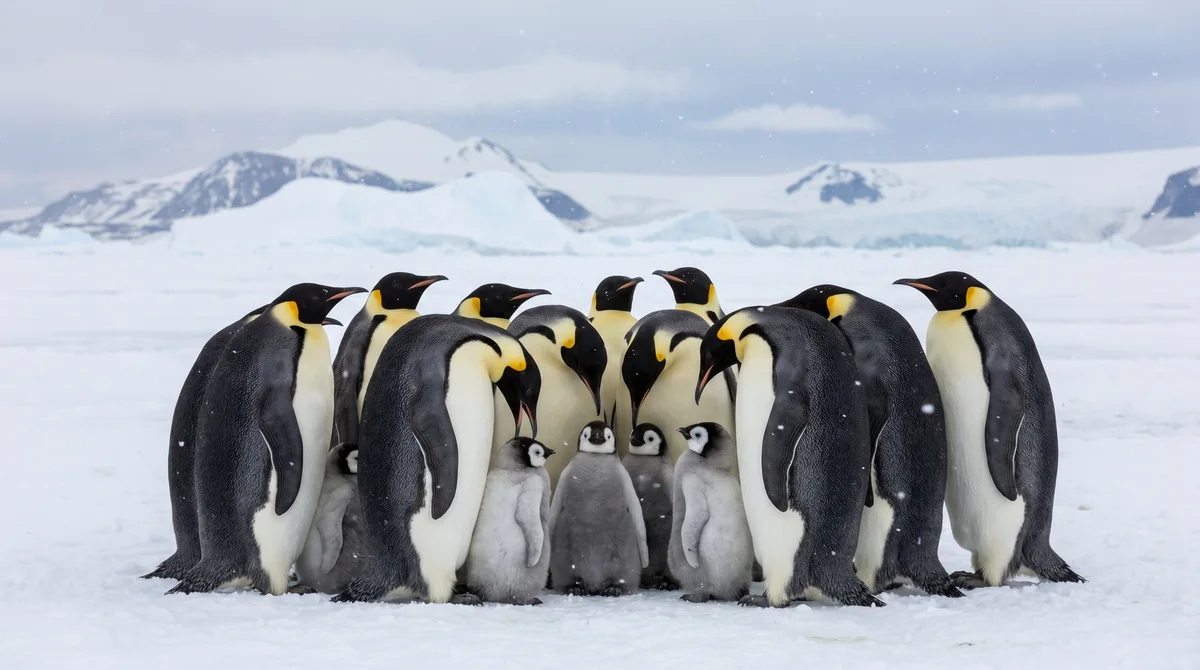 Emperor penguins on Antarctic ice