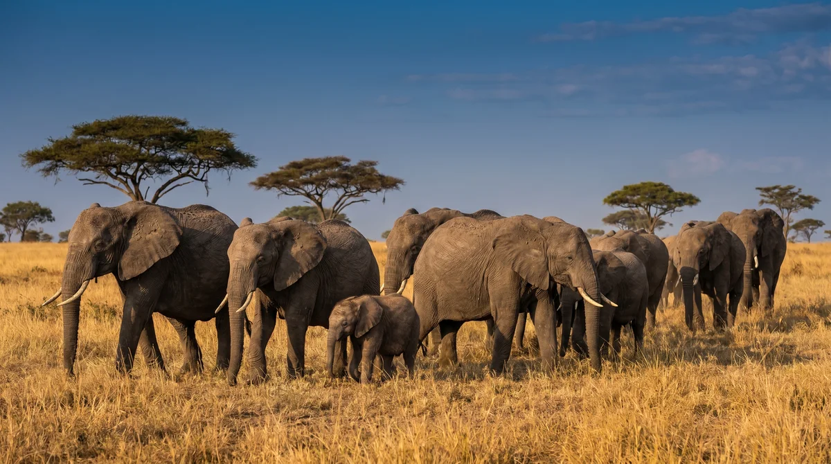 African elephants on the savanna