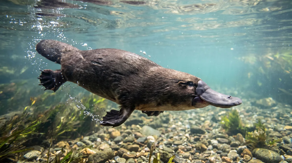 A platypus swimming